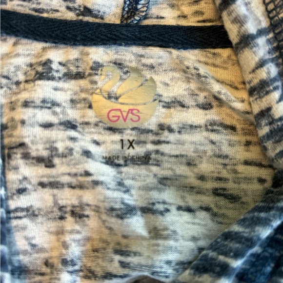 Gloria Vanderbilt Womens Blue White Striped Hoodie Ruched Drawstring Sides 1X. - Picture 7 of 11